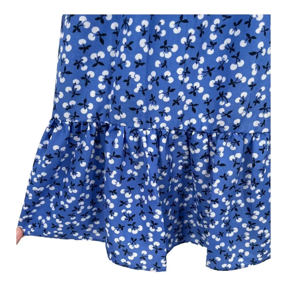 Eliza J Dress Floral Surplice neck long sleeve fit flare blue size 14 - Picture 6 of 11